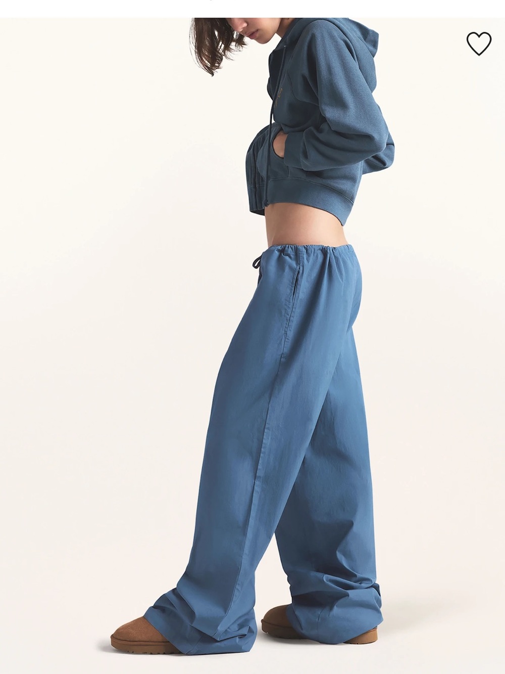 SKIMS Cotton Poplin Wide-Leg Lounge Trouser Pants Harbor Blue Med NWT!! - Picture 9 of 11